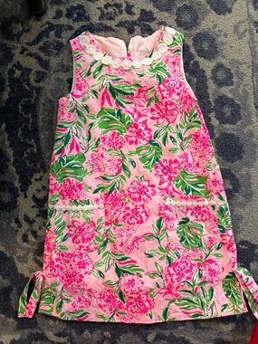 Lilly Pulitzer Pink and Green Floral Sleeveless Shift Dress